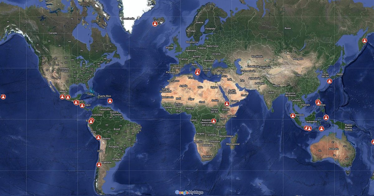 Mapa interactivo de los volcanes más activos del mundo