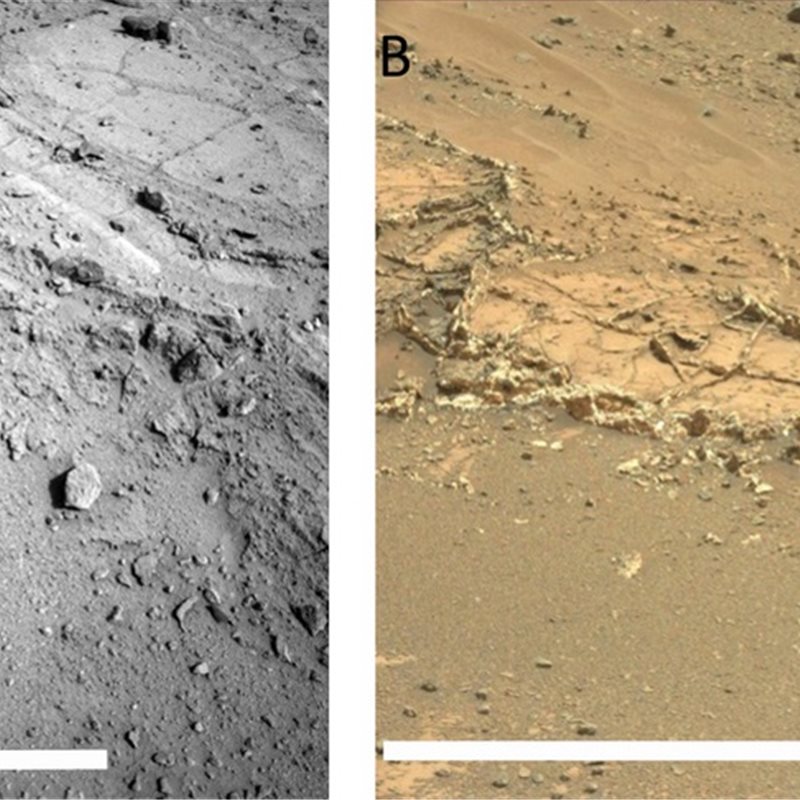 En Marte hay vetas minerales que se formaron por la evaporación de antiguos lagos