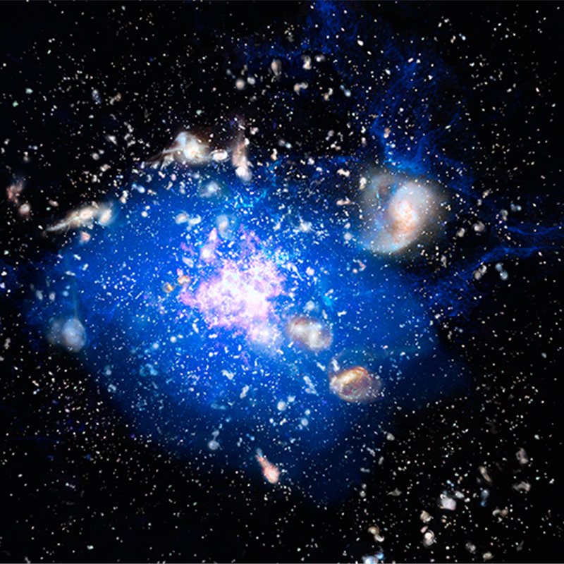 Detectan una enorme nube de gas frío en la formación de una supergalaxia