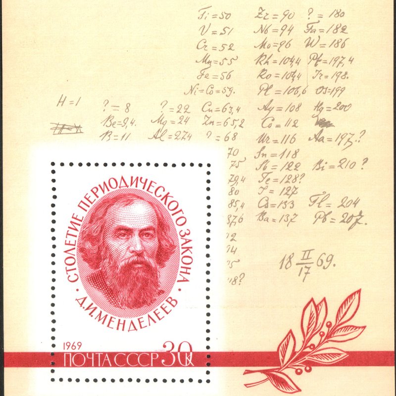 Franqueo soviético con sello en honor a Mendeléyev