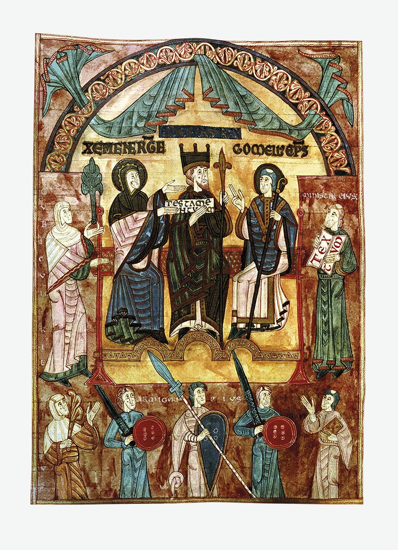 01 matrimonio real alfonso III miniatura. Alfonso III y Jimena