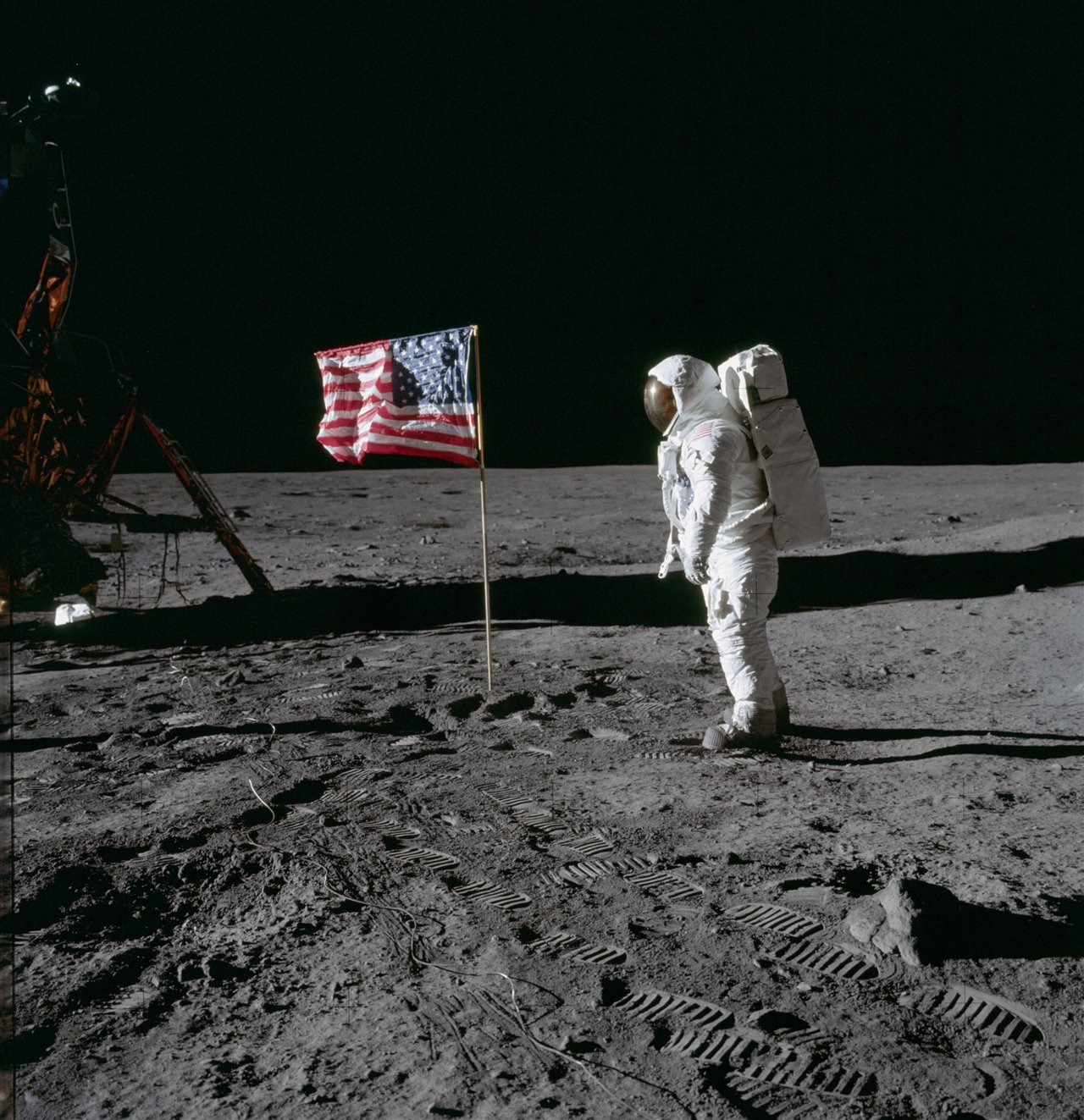 Buzz Aldrin en la superficie de la Luna