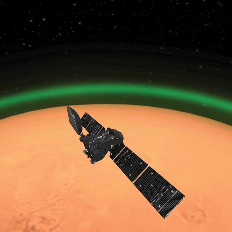 Encuentran una línea verde de oxígeno en la atmósfera de Marte