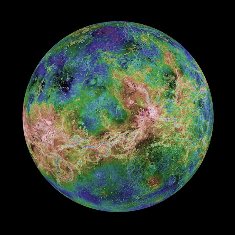La vista hemisférica de Venus, revelada por más de una década de investigaciones de radar