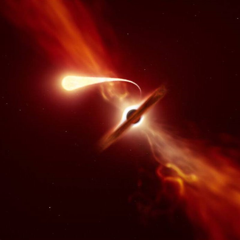 Registrada la más cercana espaguetificación de una estrella devorada por un agujero negro
