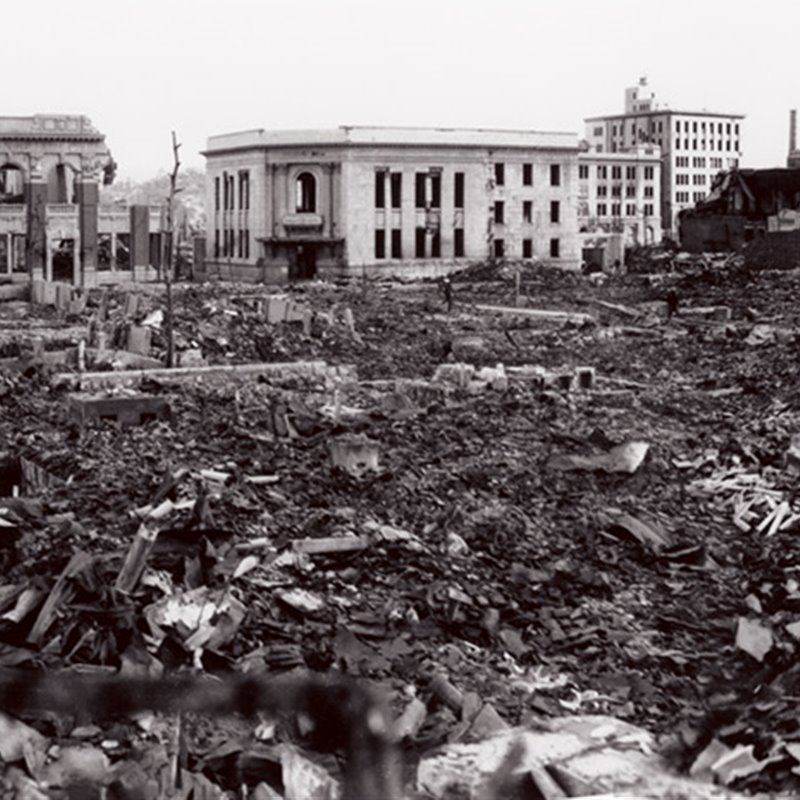 Vista panorámica de Hiroshima, tomada por el Ejército estadounidense semanas después del bombardeo.