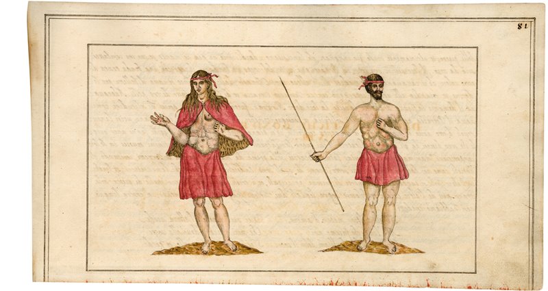 Ilustración de dos indígenas de la Gomera.