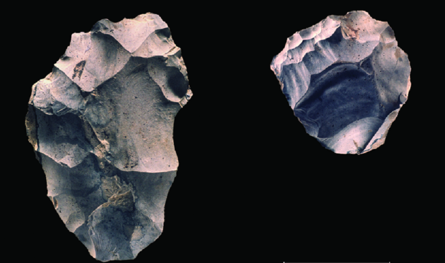 Dos ejemplos de herramientas de piedra esculpidas según la técnica de Levallois
