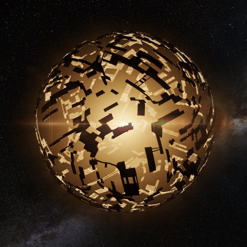 Modelo teórico de una esfera de Dyson aprovechando la energía de una estrella al órbita a su alrededor.