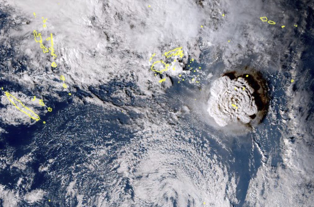 La erupción volcánica del Hunga-Tonga-Hunga-Ha'apai vista desde el espacio