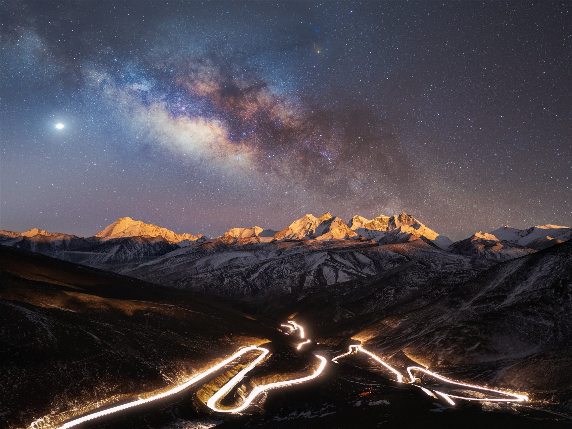 The starry sky over the world's highest national highway