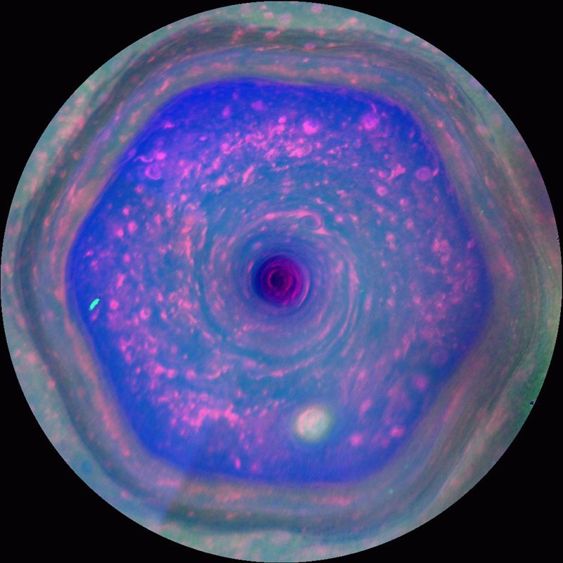 El hexágono del polo norte de Saturno.