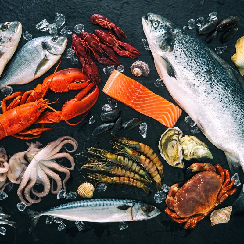Dieta variada basada en pescados y mariscos