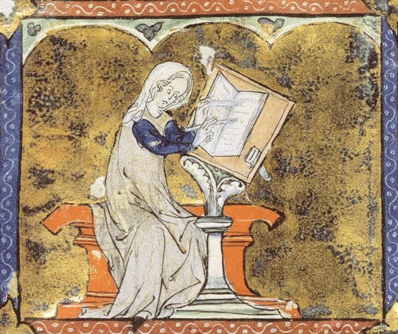 Marie de France, de un manuscrito iluminado en la Bibliothèque Nationale de France