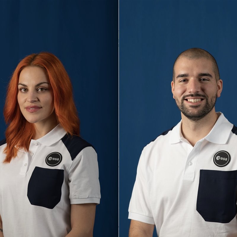 Dos españoles de la nueva generación de astronautas de la ESA: Pablo Álvarez y Sara García