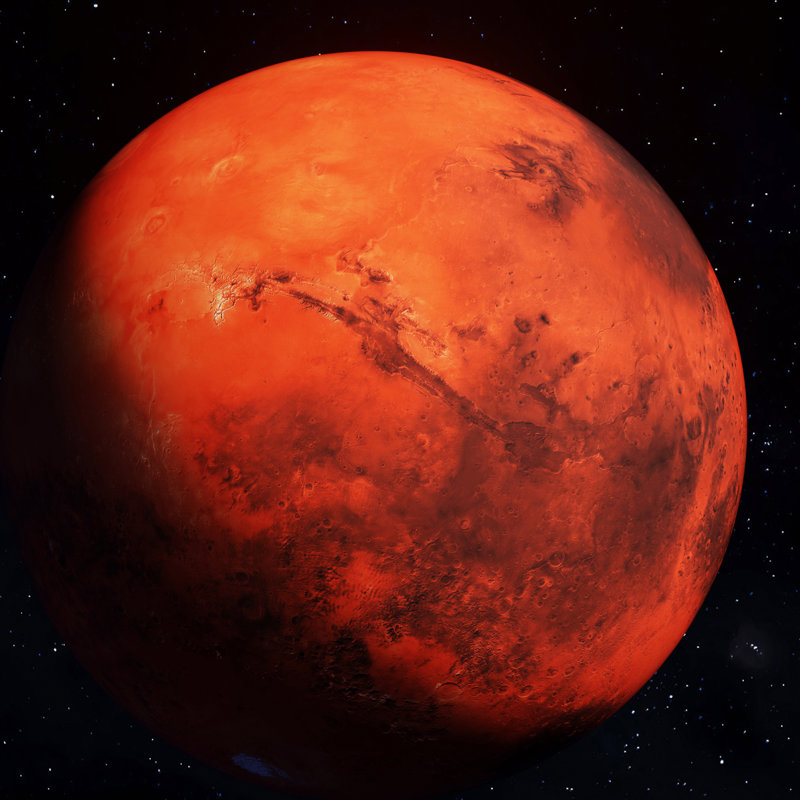 Ilustración en 3D de Marte 