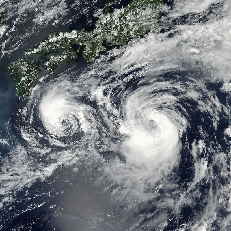 Efecto Fujiwhara: la danza de los ciclones