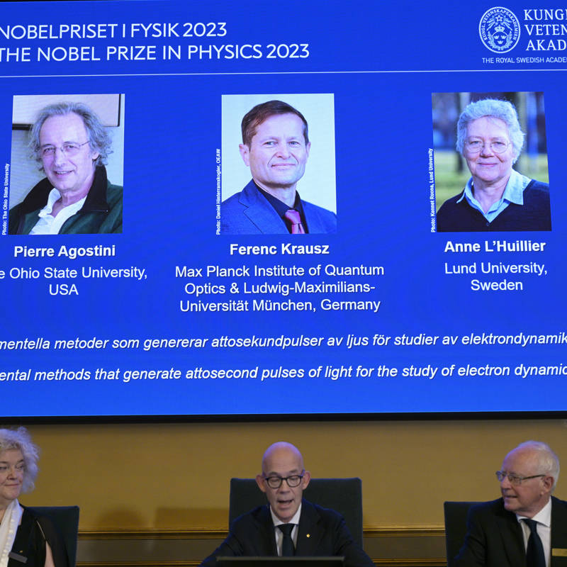 El Nobel de Física 2023 es para Pierre Agostini, Ferenc Krausz y Anne L'Huillier