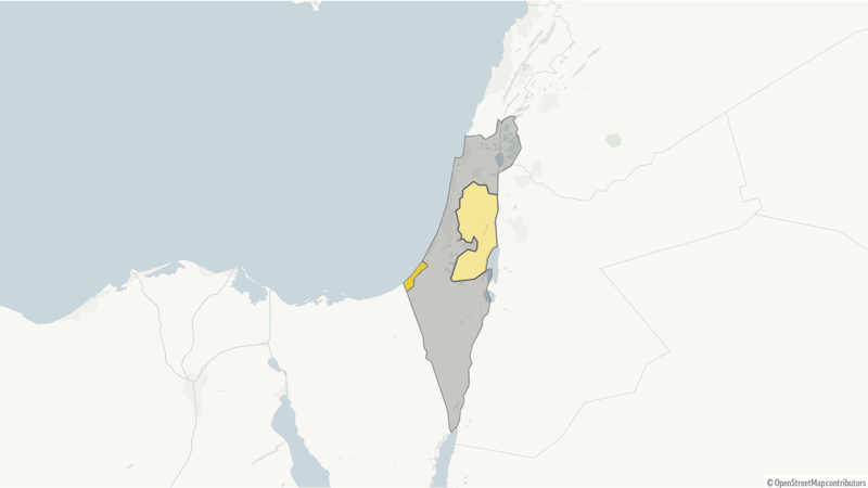 Mapa de Israel y los territorios palestinos, Franja de Gaza y Cisjordania