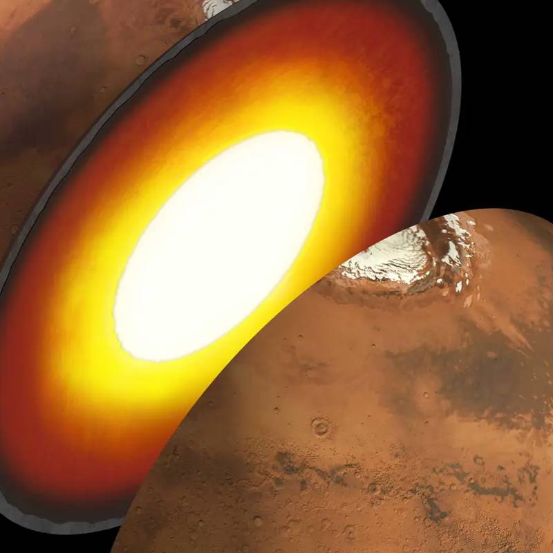 Se identifica una capa fundida que cubre el núcleo de Marte
