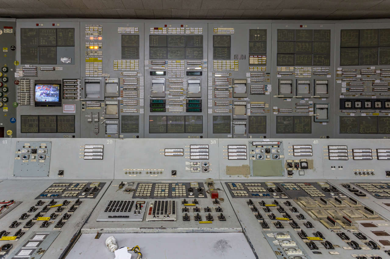 Sala de control de la central nuclear de Chernóbil
