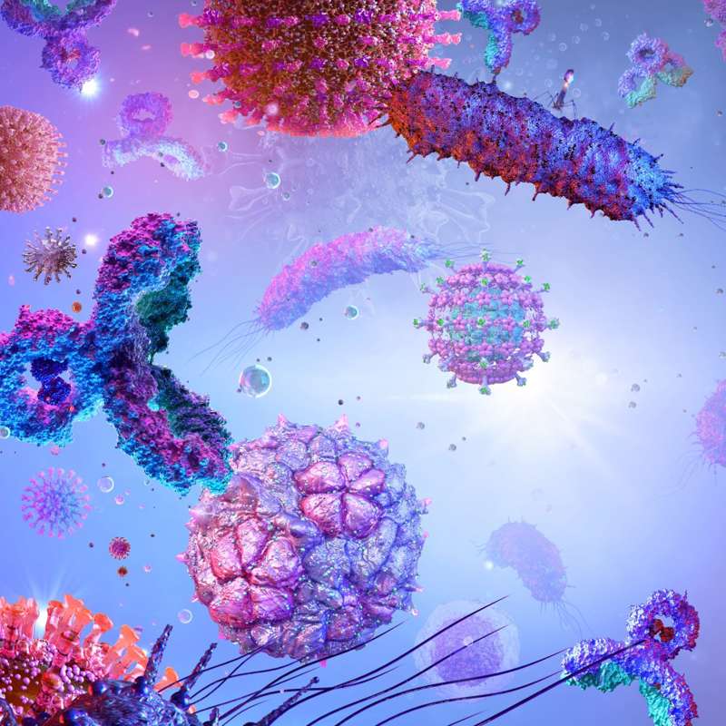 Virus y bacterias ilustración