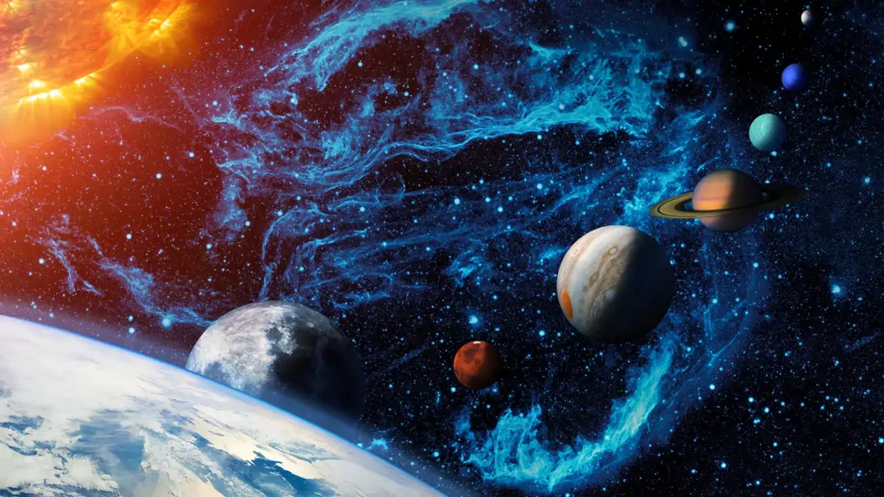 Recreación artística de una alineación planetaria