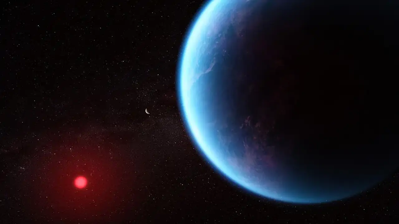 Recreación del exoplaneta K2-18 b 
