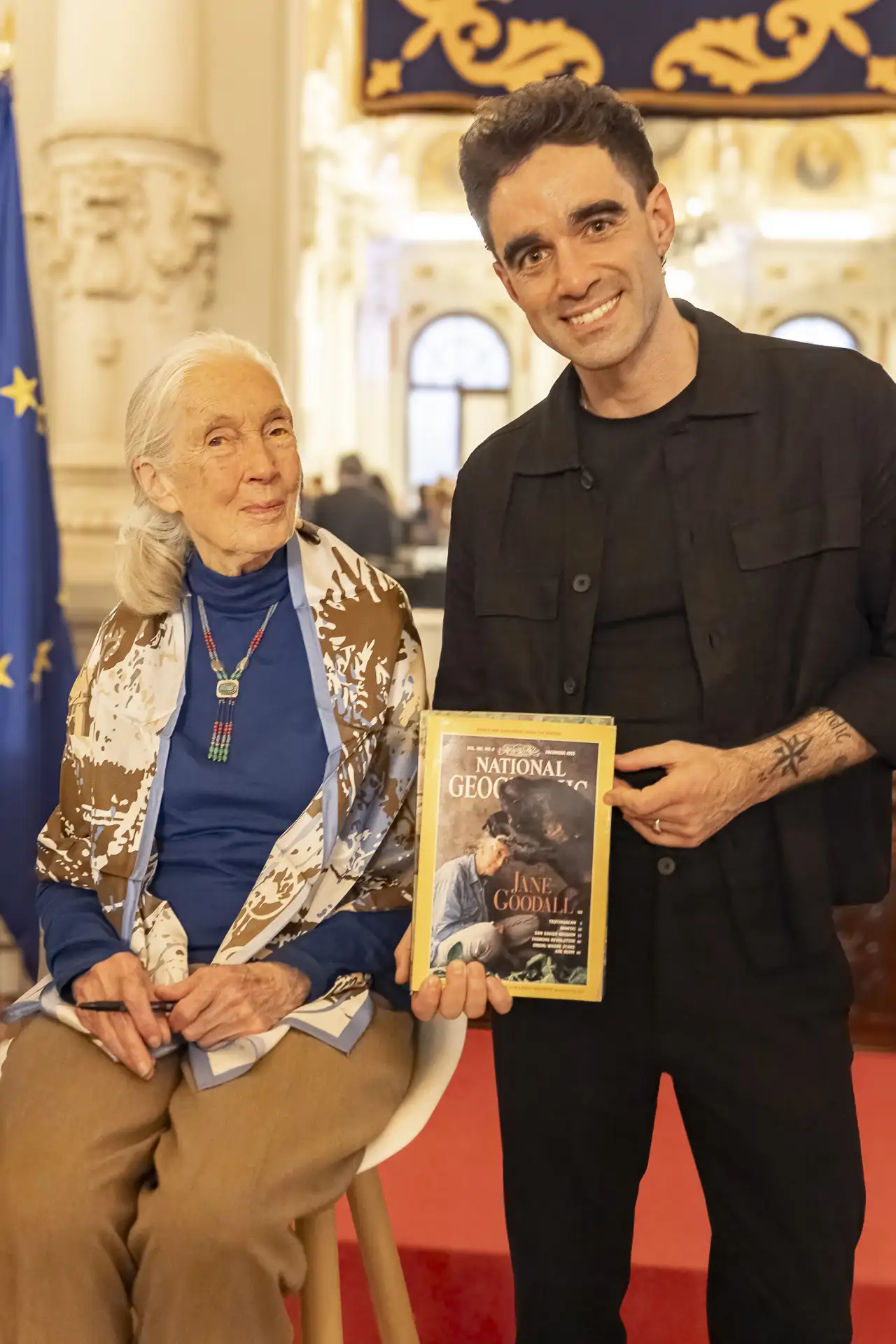 Alex Avello con la Dra. Jane Goodall.