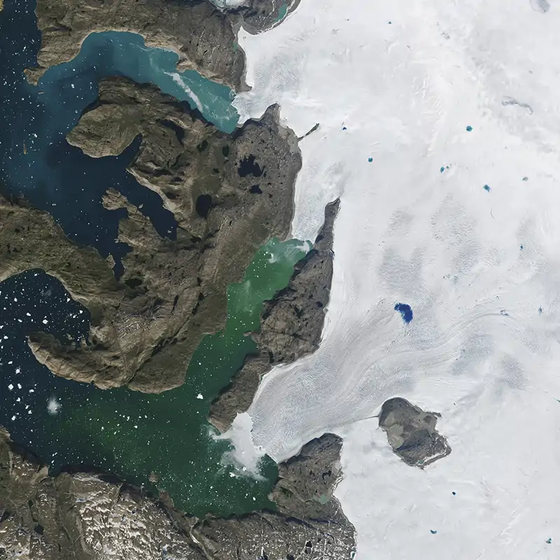 Imagen satelital de los fiordos de Groenlandia