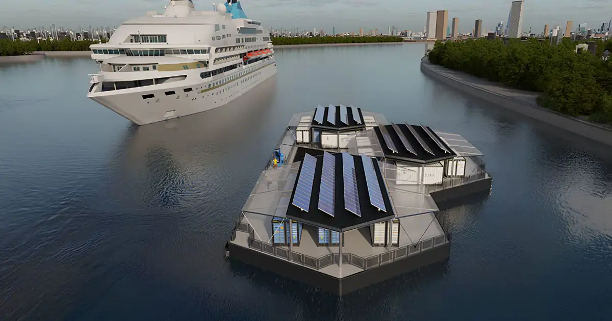 Este es el primer centro flotante de hidrógeno del mundo: sirve para alimentar barcos sin conexión a la red eléctrica
